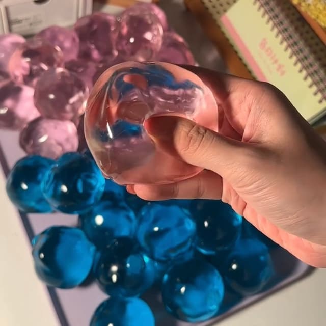 Crystal stress ball material close-up